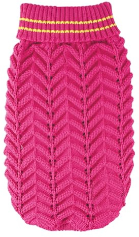 Record - Maglioncino per Cani Dolly. Maglione per cani con Lavorazione a Spighe con Collo Alto per uno Stile Romantico ed Elegante, Foro Guinzaglio e Lavabile in Lavatrice | Fucsia, M