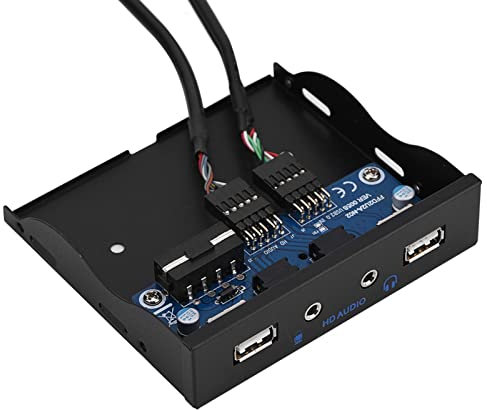 VBESTLIFE Pannello Frontale Floppy, USB 2.0 HD Audio Pannello Frontale Floppy da 3,5 9 Pin a 2 Interfacce USB 2.0 con Microfono e Una Spina Audio