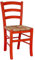 OKAFFAREFATTO MADDALONI Silla de madera venecia roja con asiento de paja de arroz