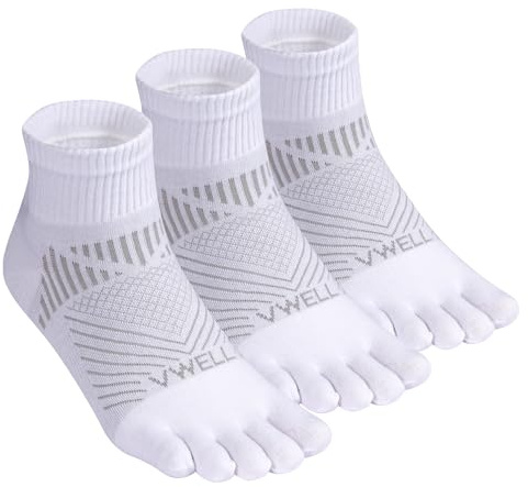 VWELL Toe Socks for Men and Women COOLMAX Five Finger Socks Athletic Running Socks Quarter Ankle Toe Socks (3Pairs)