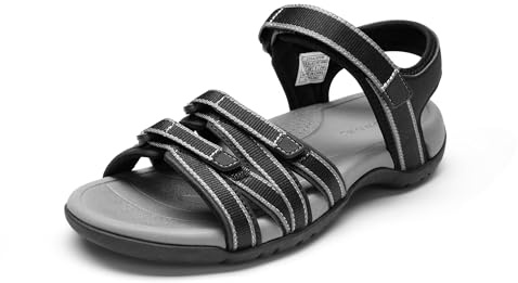 DREAM PAIRS Womens Comfortable Hiking Walking Sandal with Adjustable Hook and Loop Strap, Sports, Travel,Summer Beach Outdoor Light Weight Water Shoes,Size 9,Black,SDSA2403W