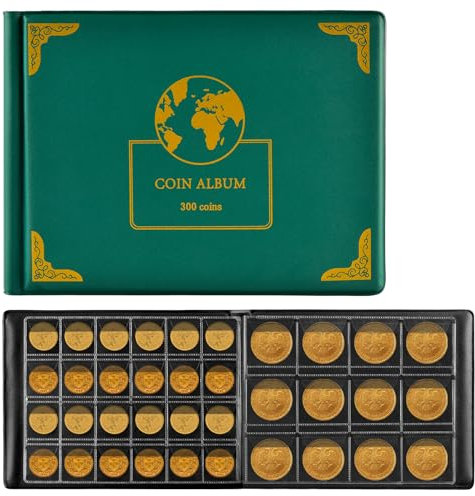 120 Taschen Münze Flip Münzalbum aufbewahrung, Zoll Münze Lagerung Bücher für Münze Karton Sammlung Inhaber, sammelalbum Sammlung Buchhüllen Zubehör für Sammler (Coin Flips nicht enthalten) (Grün)