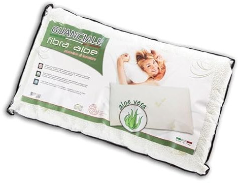 Unigross Cuscino letto imbottito con fodera in Aloe Vera 45x75 Guanciale Anallergico Traspirante Anatomico Certificato Oeko-Tex Made in Italy