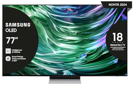 Samsung TV QE77S94DAEXZT OLED 4K, Smart TV 77 Processore NQ4 AI GEN2, Infinity One, DVBT-2, Q-Symphony & Dolby Atmos, compatibile con Bixby, Alexa e Google Assistant, Carbon Silver 2024