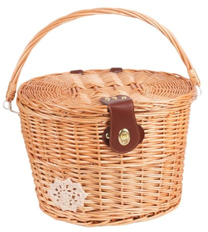 Bikes Basket Front - Lenkerkorb für Fahrradaufbewahrung | Vorderkorb mit Innenfutter, Beach Cruiser Korb mit Abdeckung und Lederriemen für Shopping, Picknick