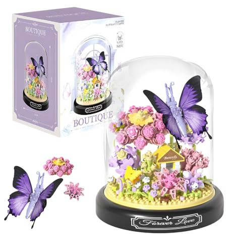 Fiotha Kit de Construction de Bouquet de Fleurs, 582Pcs Fleur Bonsaï Papillon Jeux de Construction, Kit Construction BouquetFleurs, Jeu de Construction, Décoration Intérieure (Fleurs et Papillon)