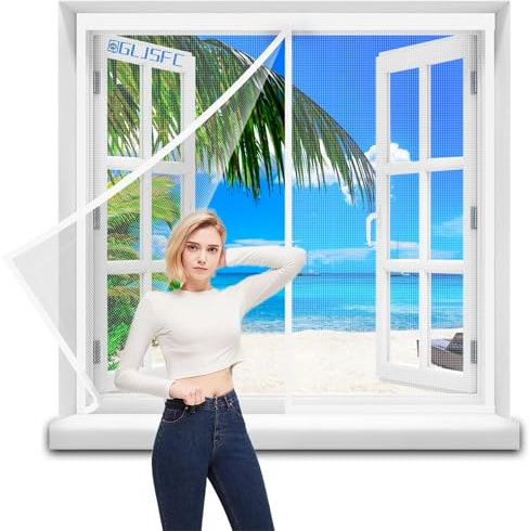 Fly Screen Window to Open & Close 165x130cm Self-Adhesive Insect Screen Roller Blind Keep Fly Bug Out White