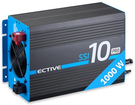 ECTIVE - Wechselrichter 12V auf 230V SSI PRO 10-1000W Reine Sinuswelle - Spannungswandler DC/AC mit USB, Überlast- & Überhitzungsschutz, NSV & USV, MPPT-Solarladeregler & 20A Batterieladefunktion