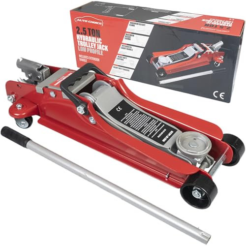Xtremeauto 2.5 Ton Low Profile Trolley Jack – Heavy Duty Hydraulic Car Jack with 85mm Minimum Height, 380mm Max Lift, Castor Wheels & Carry Handle