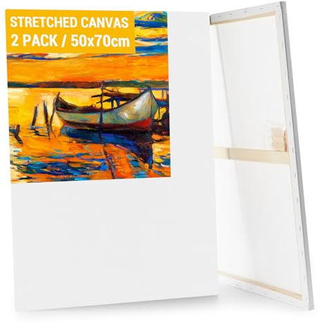 Koncci 2er-Set Leinwand zum Bemalen, 50x70CM Keilrahmen Leinwand Groß, Weiße Leinwände zum bemalen für Acrylfarben Ölgemälde, Canvas für Anfänger und Künstler