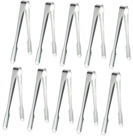 CIYODO 10 Piezas Abrazadera Para Cubitos De Hielo De Acero Inoxidable Pinzas Gruesas Para Hielo De Restaurante Hogar y Uso Restaurantes