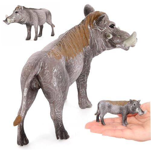Rwigeboo Eberfiguren, realistische Tierfiguren Wildschweinspielzeug, 3, 7x2 PVC männlicher Warthog Spielzeug Bildungslernspielzeug Geburtstagstorte Tiere für Kinder Jungen Mädchen