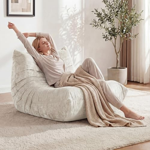 Boneless Floor Sofa - No Assembly Required Couch in a Box, Armless Small Accent Chair in Soft Shiny Fleece,Bean Bag Chair for Living Room, Bedroom, Apartment & Office
