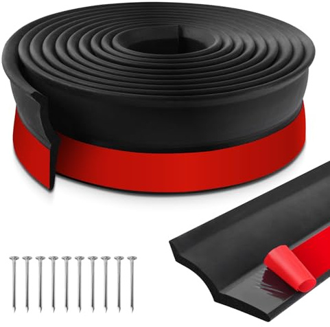 Joint porte garage universel joint de seuil de porte de garage bande d'étanchéité avec clous (6m, Caoutchouc mousse)