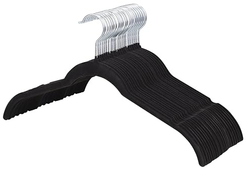 ManGotree Perchas para Camisas de Terciopelo de 42 cm Paquete de 22 Negro