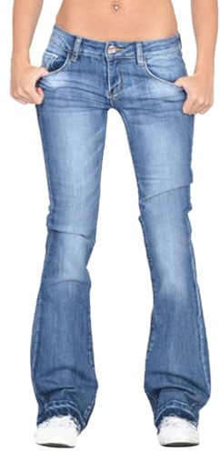 shownicer Jeans Femme Jean Bootcut Taille Basse Jean Flared Stretch Vintage Décontracté Elastique Jeans