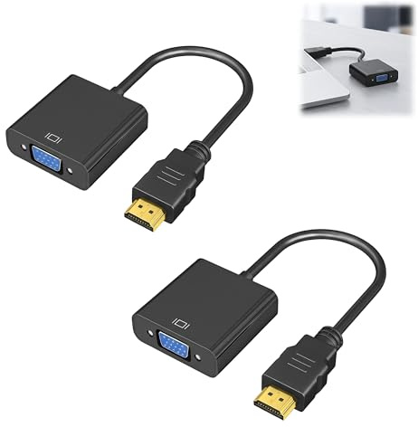 2PCS Adaptateur HDMI vers VGA, Adaptateur VGA vers HDMI, Connecteur HDMI Mâle vers VGA Femelle pour Ordinateur Portable, Moniteur, Projecteur, HDTV, Ordinateur Portable, PC, Moniteur, projecteur