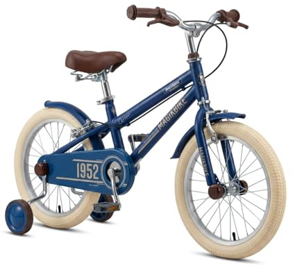 Tecnobike Shop Bicicletta Bambina Magik Bike Classic Vintage 1952 Rotelle Rimovibili, Telaio in Acciaio, Sella Regolabile, Bici Bambino, Movimento a sfera (Taglia 16)