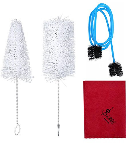 Dilwe Trompeten Reinigungsset, Trompetenmundstück Bürste Ventilbürste Flexible Bürste Reinigungstuch Werkzeugset Instrumenten PflegezubehörReinigung, Reparatur, Wartung