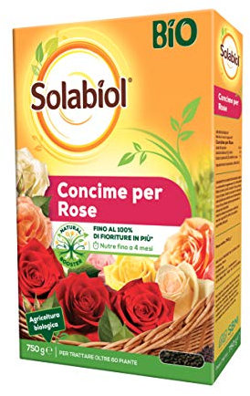 Solabiol Concime Granulare Biologico per Rose con Tecnologia Natural Booster per favorire lo sviluppo dell'apparato radicale e dei fiori, 750g