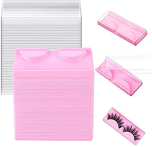 50Pcs False Eyelash Storage Box Empty Storage Box Case Unit Container Empty False Eyelashes Case Plastic Eyelash Box Container Holder for False Eyelash Care Storage Cosmetic Tools