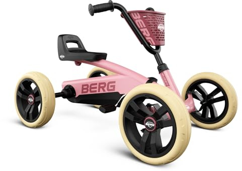 BERG Buzzy Pink Go-Kart für Kinder ab 2 Jahren, Rosa Tretfahrzeug Kettcar, Kindergokart Tretauto mit verstellbarem Lenker und Sitz