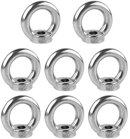 ZDNT M8 Écrous à Œillet,8 Pcs Écrou à Anneau en Acier Inoxydable 304,Écrou à Oeil pour Crochet Balancoire, Les Accessoires de Levage