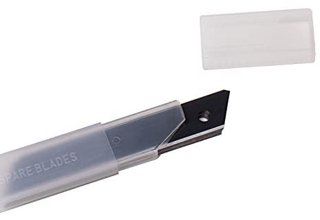 TERCASA® Cuttermesser Klinge 18 mm Black Extra Stabil Ultrascharf Abbrechklingen aus Carbonstahl 100x Messerklinge zum Schneiden von Holz, Kunststoff, Gummi, Linoleum, Teppich, Pappe, Gipskarton