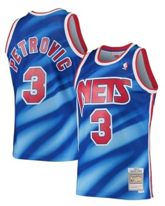 Mitchell & Ness Dražen Petrović #3 New Jersey Nets 1990-91 Swingman NBA Trikot Blau