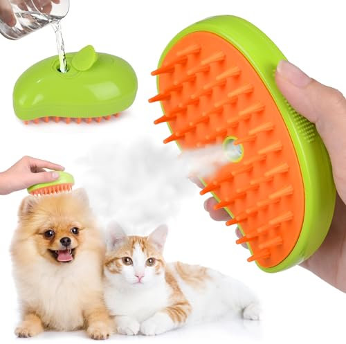 Steamy Cat Bürste, 3-in-1 Dampfbürste für Katzen & Hunde | Effektive Haarentfernung, Pflege & Massage für Haustiere | Verfilzungen & Knoten lösen, für Langhaar- und Kurzhaartiere (1PCS)