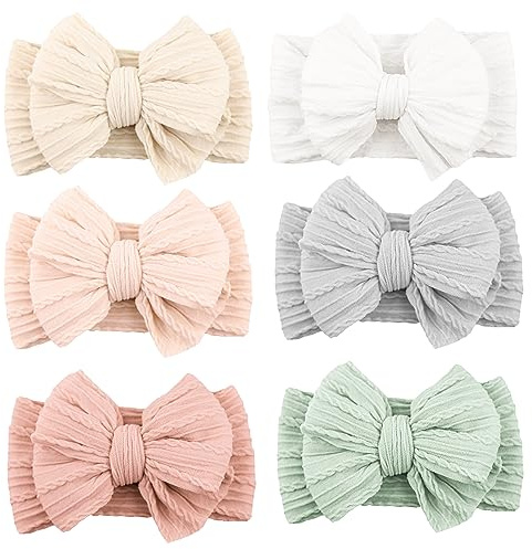 Niceye Handmade Baby Headbands Soft Stretchy Nylon Hair Bands with Bows for Newborn Infant Baby Toddler Girls