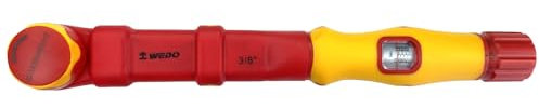WEDO Isolierter Drehmomentschlüssel,Antrieb 3/8 Zoll,10-50 Nm,Drehmoment-Schlüssel,Länge 285mm,Modifiziert 1000V VDE-geprüft,isoliert mit Mehrkomponenten-Hüllen,GS-Zertifikat