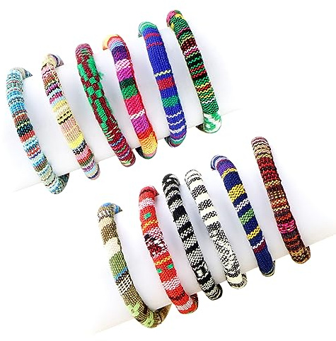 LbsAMP 12 Piezas Pulseras Tejidas de la Amistad Coloridas Pulsera de Cuerda Ajustable Estilo Bohemio único Pulsera Conmemorativo Regalo de Cumpleaños para Niños Mujeres y Hombres