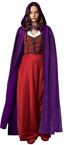 AOOWU Cape de Prince Adultes, Halloween Cape à Capuche Vampire,Costume de Prince pour se déguiser en Roi et en Prince, Carnaval et Les fêtes à thème, Violet, 150cm