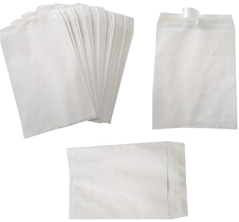 Set 50 buste a sacco autoadesive bianco monolucido 19x26 cm uso ufficio spedizioni scuola commerciali documenti
