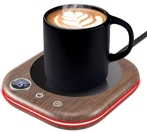 MQFORU Chauffe Tasses，Chauffe Café de Bureau avec 3 Réglages de Température，Écran LCD, Arrêt Automatique 1-12H, Chauffe-Bougies Intelligent，Accessoires iIdéaux pour Les Cadeaux de Café