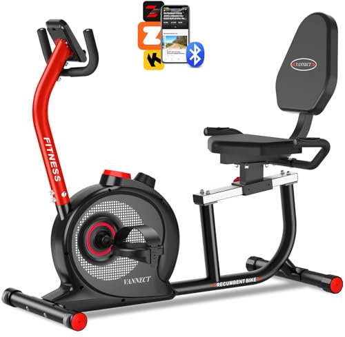 VANNECT Liegeergometer für Zuhause mit 16 verstellbaren Widerstandsstufen, Leise Liegerad Heimtrainer mit Großer Bequem Sitz, App-Konnektivität, Herzfrequenzsensoren, Bis 180kg Ergometer Fahrrad