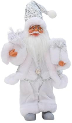 Dickly Weihnachtsmann im Stehen, 12 Zoll große Kollektion, Weihnachtsfigur, Ornament, Weihnachtsmann-Figur, niedlich für den Kamin, Weihnachtsfeier, Weiß