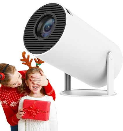 Liten projektor – 4K trådlös hemprojektor Full HD – inomhusfilmprojektor med Hi-Fi-högtalare och snabb anslutning, telefonprojektor HD-projektor med vridbart stativ