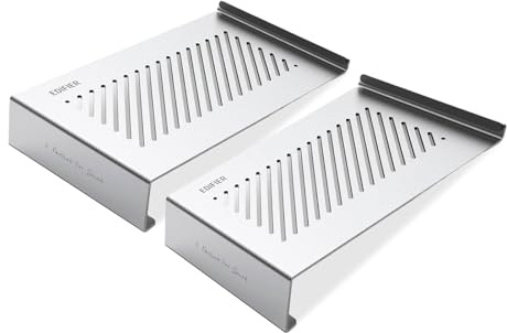 EDIFIER Aluminium Lautsprecherständer-Paar – Hochwertige Speaker Stands mit 10° Neigungswinkel für optimalen Klang, rutschfest & vibrationsdämpfend – Kompakte Maße 117 x 38 x 208 mm – Edles Design.