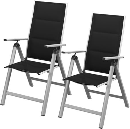 STEELSØN Gartenstuhl klappbar 2er-Set Alaris, Hochlehner mit Armlehne Komfort Aluminium Campingstuhl, 6-Fach verstellbare Rückenlehne, Silber