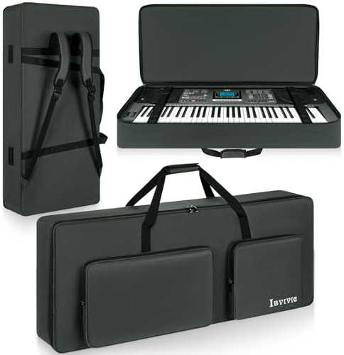 OUUTMEE 61 Keyboard Tasche Zwei Möglichkeiten Zum Tragen,107 x 45 x 16 cm Keyboard Piano Tasche,600D Waterproof Oxford Cloth Piano Tragetasche
