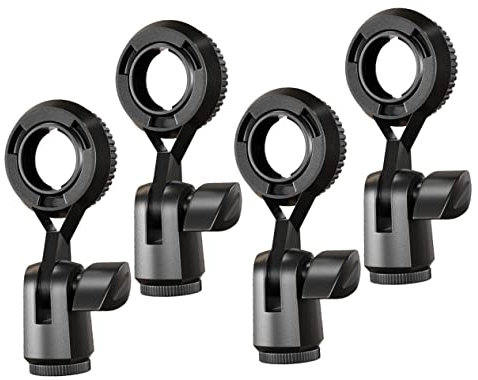HONITANO Lot De 4 Pinces Pour Microphone à Main Adaptateur Femelle Standard, Rotation 270°, Support Micro Réglable Pour Bureau, Conférences Et Podcast, Compatible Micro Sans Fil
