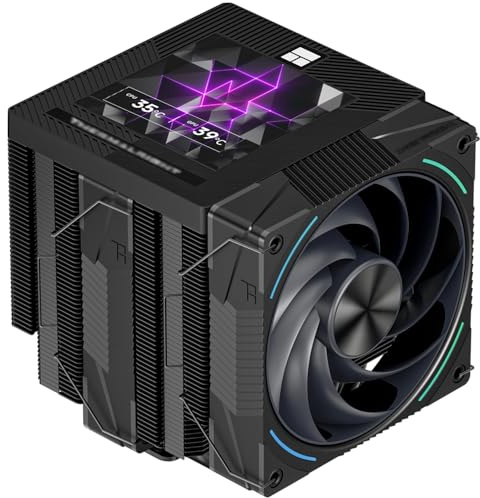 TR-Termisk Phantom Spirit 120 Vision EVO CPU-kylare, dubbelt torn med 7 värmerörer 3,95-tums IPS-skärm, två 120 mm PWM-fläktar, för AM5/AM4, Intel lga1851/1700/1150/1151/1200