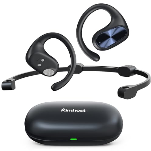KIM HOST Cuffie Senza Ostruzione Bluetooth - Open Ear Design Ergonomico, Stabilità Max per Sport, Percezione Suoni Ambientali, 8h di Uso Continuo (Nero)