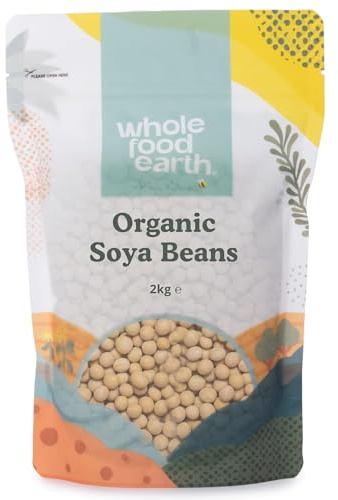 Wholefood Earth Organic SOYA Beans 2kg GMO Free | Vegan | High Fibre | High Protein | Certified Organic