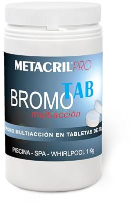 Metacril Pro Bromo Tab Multiazione, a Base di Bromo, Multiazione, in Pastiglie da 20 gr, Ideale per Piscina o Spa Idromassaggio di Tutte le Marche - 1 KG