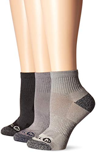 Merrell womens Cushioned Performance Hiker Hiking Socks, Charcoal Black (Quarter), 9 11 US