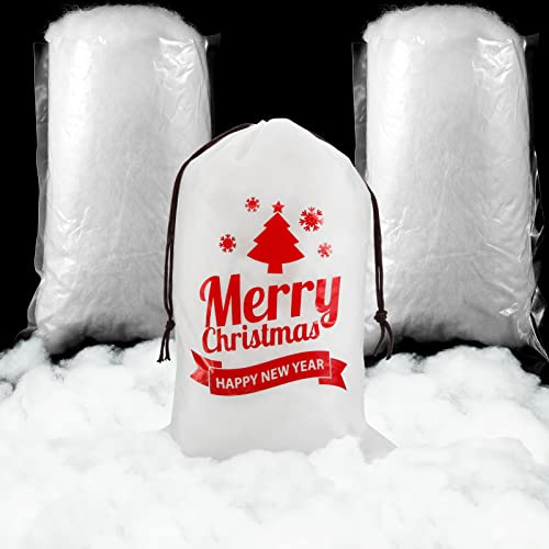 Shappy 2 Bags Christmas Fake Snow Decor, Fluffy Artificial Snow Fiber Cotton Snow Indoor Decoration Realistic Snow Blanket for Xmas Winter Mantel Village Party Decoration