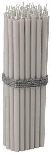 NKlaus - 50x Stabkerzen grau Rußfrei Tropffrei dünn L 16cm Premium Paraffinwachs 36115